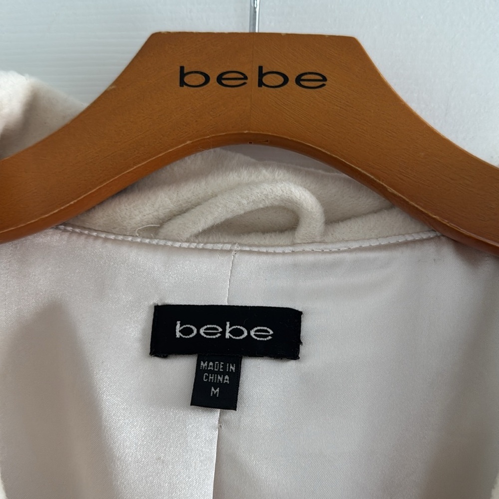 Cream Belted Coat with Wide Collar - bebe - Picture 2 of 11